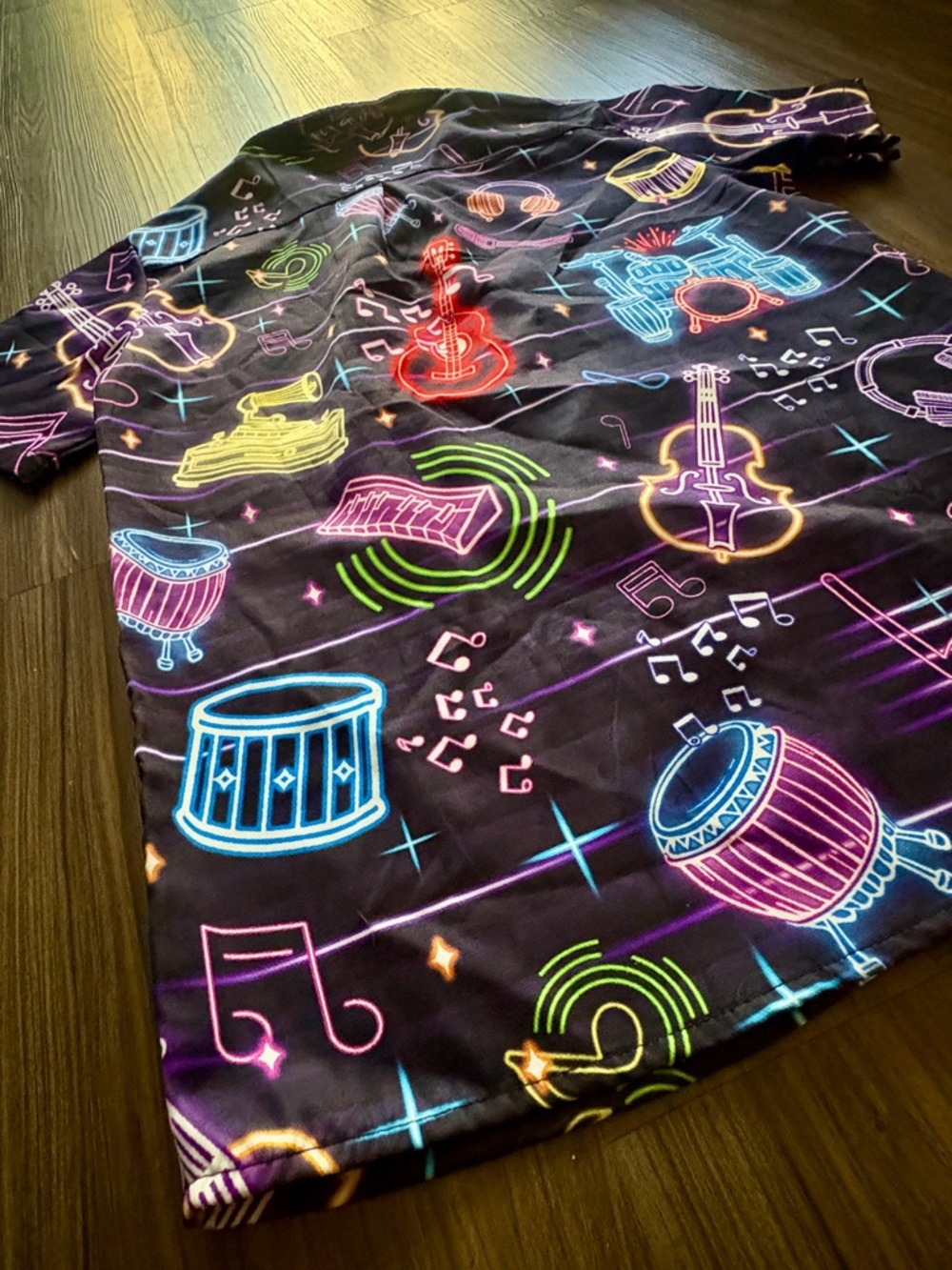 Neon Musical Instruments Button Down Party Short - Picture 9 of 10